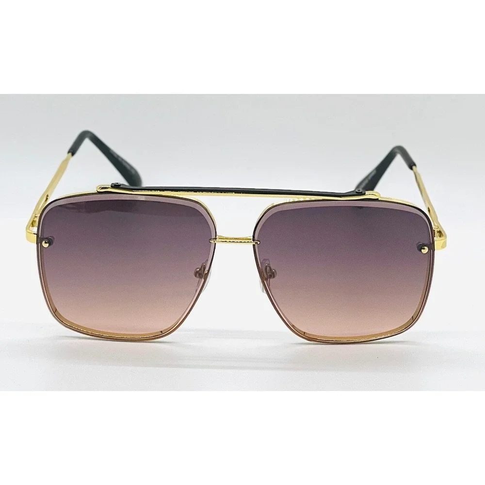 Sunglasses Square Gold Frame Flat Top Bar Driving Outdoor Shades Retro Lentes‎